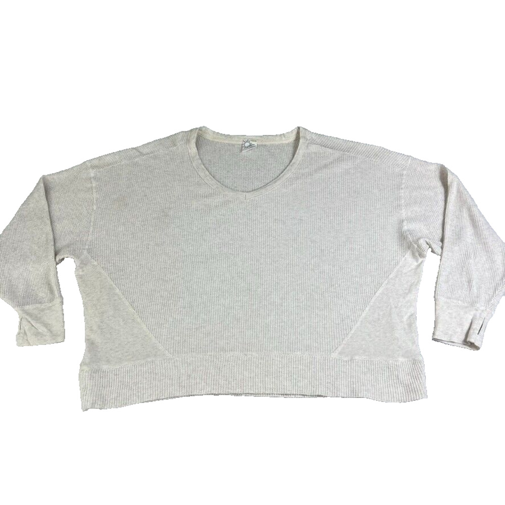 Offline by Aerie Pullover Sweatshirt Womens Size L Cream V Neck Cropped Cotton